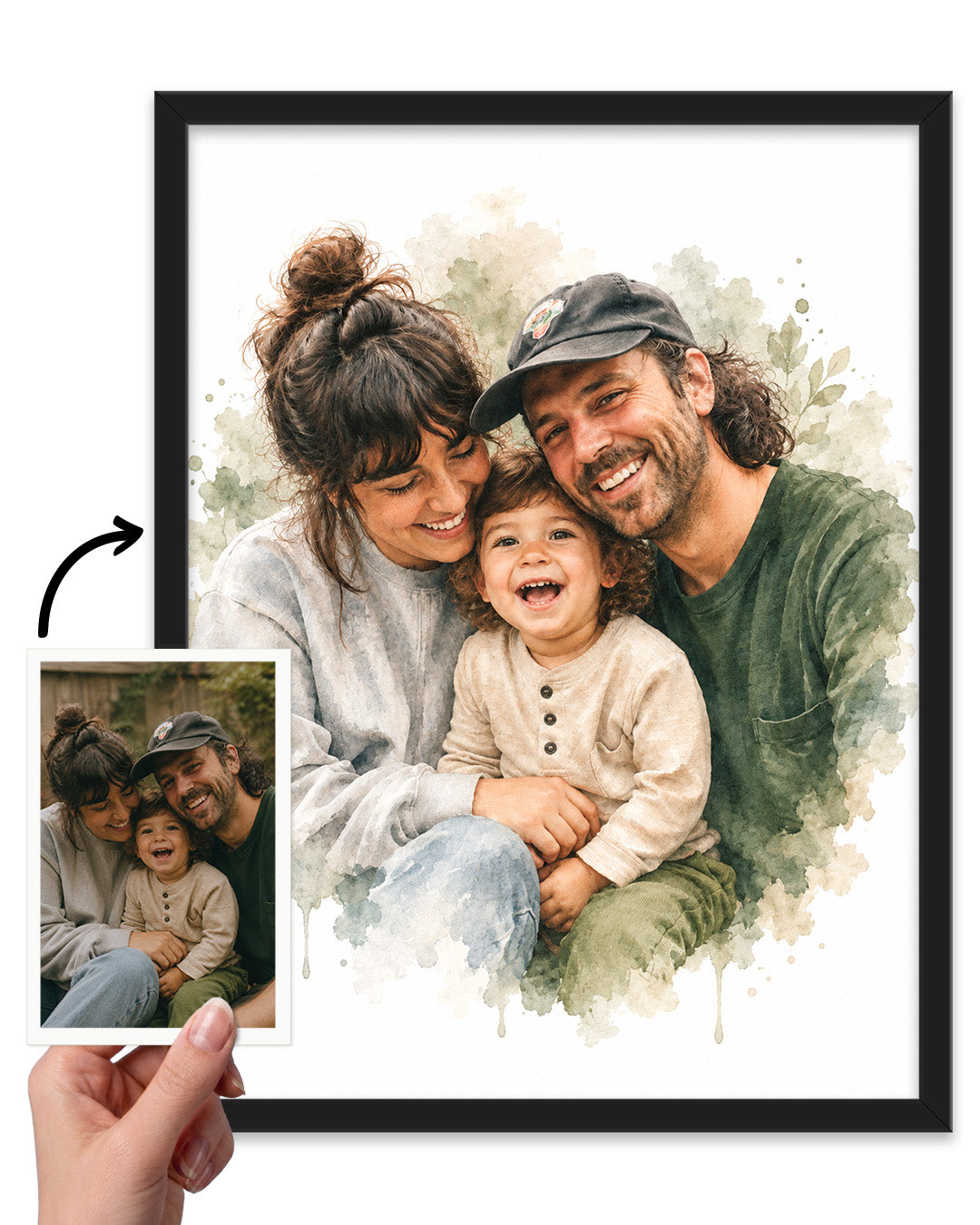 Soft Watercolor Couple Portrait from Photo, Custom Wedding Anniversary Christmas Gift for Wife Husband Parents, Engagement Gift for Friend, Unique Poster Wall Art example 1