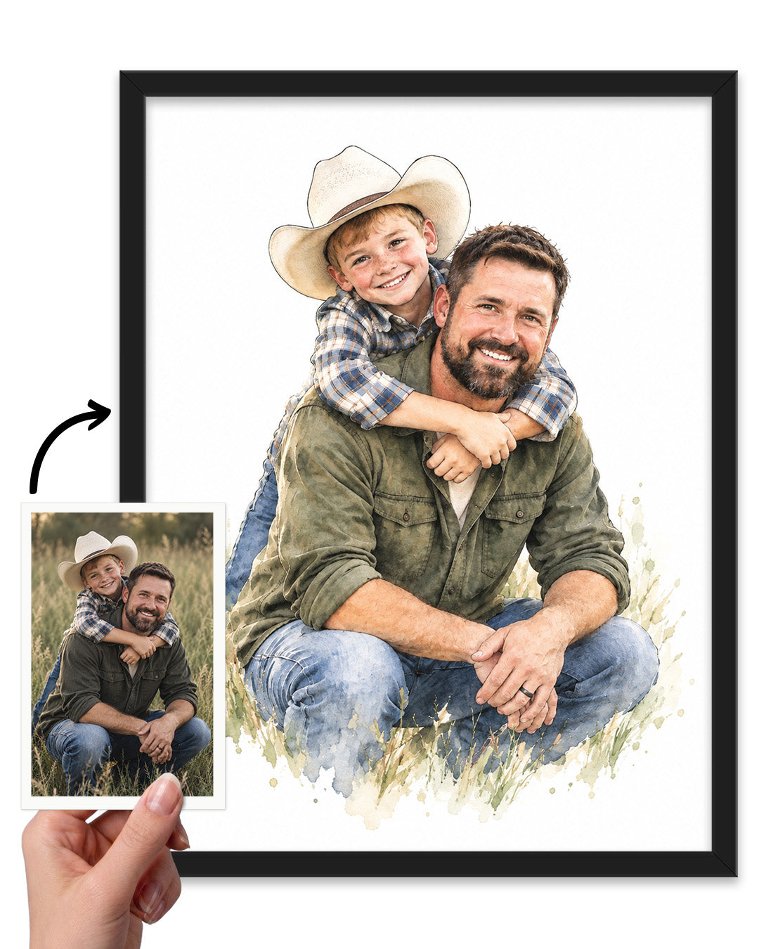Delicate Watercolor Portrait from Photo – Personalized Canvas Painting, Custom Couple Wedding, Engagement & Anniversary Gift example 1