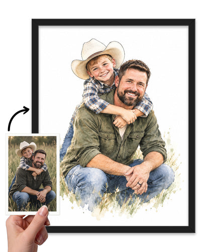 Delicate Watercolor Portrait from Photo – Personalized Canvas Painting, Custom Couple Wedding, Engagement & Anniversary Gift example 1