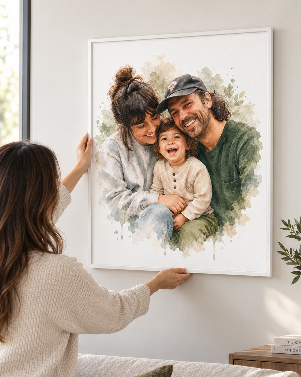 Soft Watercolor Couple Portrait from Photo, Custom Wedding Anniversary Christmas Gift for Wife Husband Parents, Engagement Gift for Friend, Unique Poster Wall Art example 3
