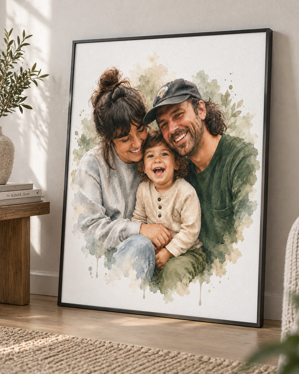 Soft Watercolor Couple Portrait from Photo, Custom Wedding Anniversary Christmas Gift for Wife Husband Parents, Engagement Gift for Friend, Unique Poster Wall Art example 5