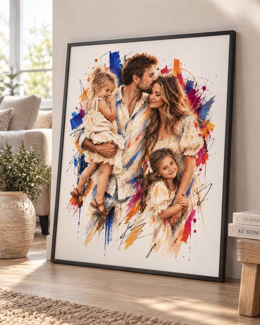 Custom Splash Watercolor Portrait From Photo: Anniversary, Wedding, Engagement,Family Gift example 5