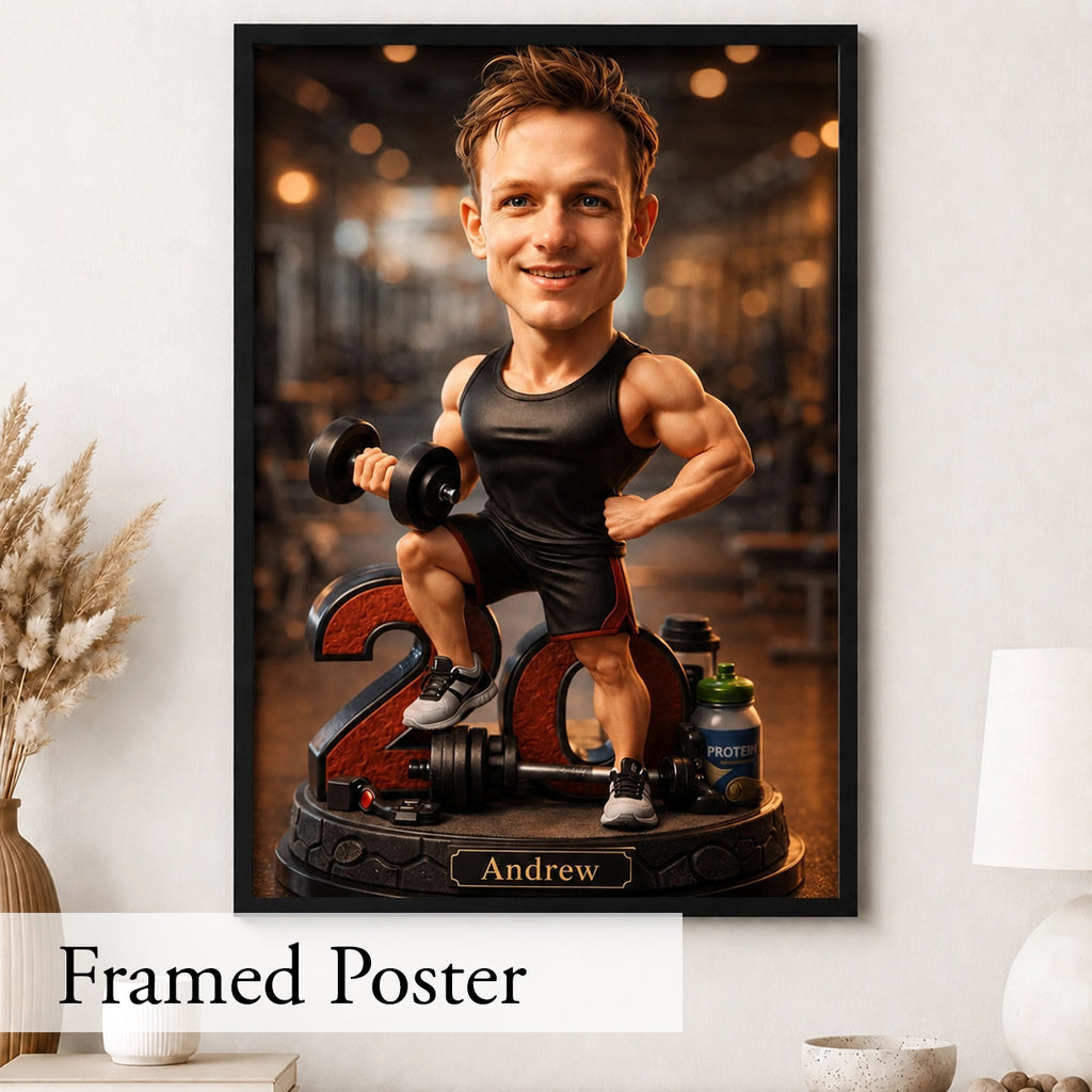 Custom bodybuilder wall art from picture – personalized keepsake for fitness coaches and athletes.