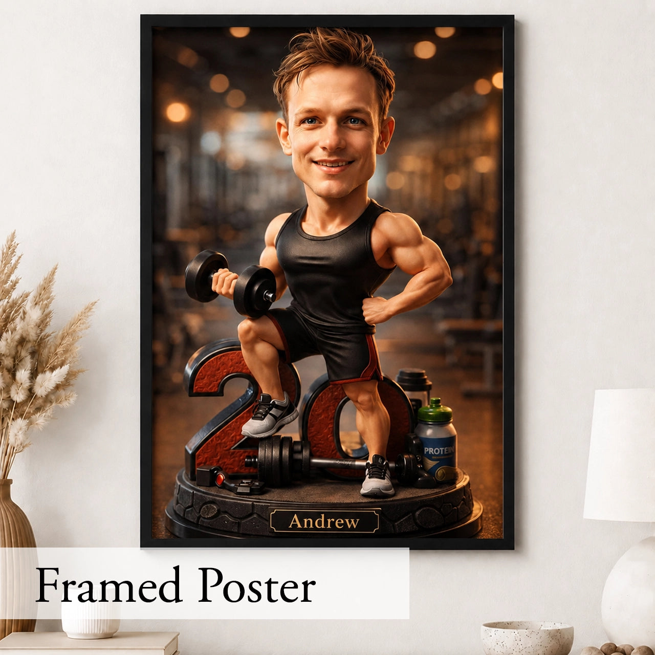 Custom bodybuilder wall art from picture – personalized keepsake for fitness coaches and athletes.