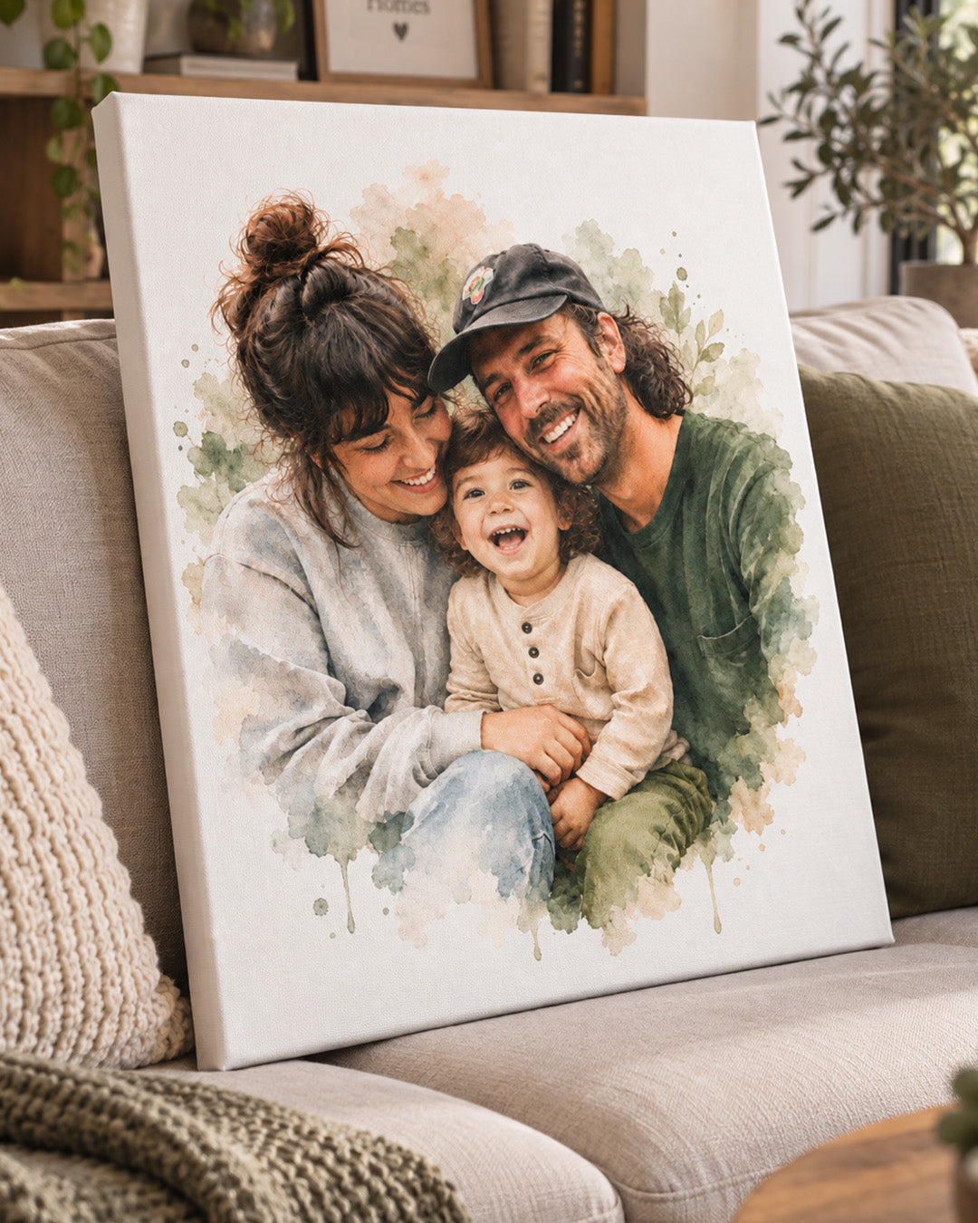 Soft Watercolor Couple Portrait from Photo, Custom Wedding Anniversary Christmas Gift for Wife Husband Parents, Engagement Gift for Friend, Unique Poster Wall Art example 6