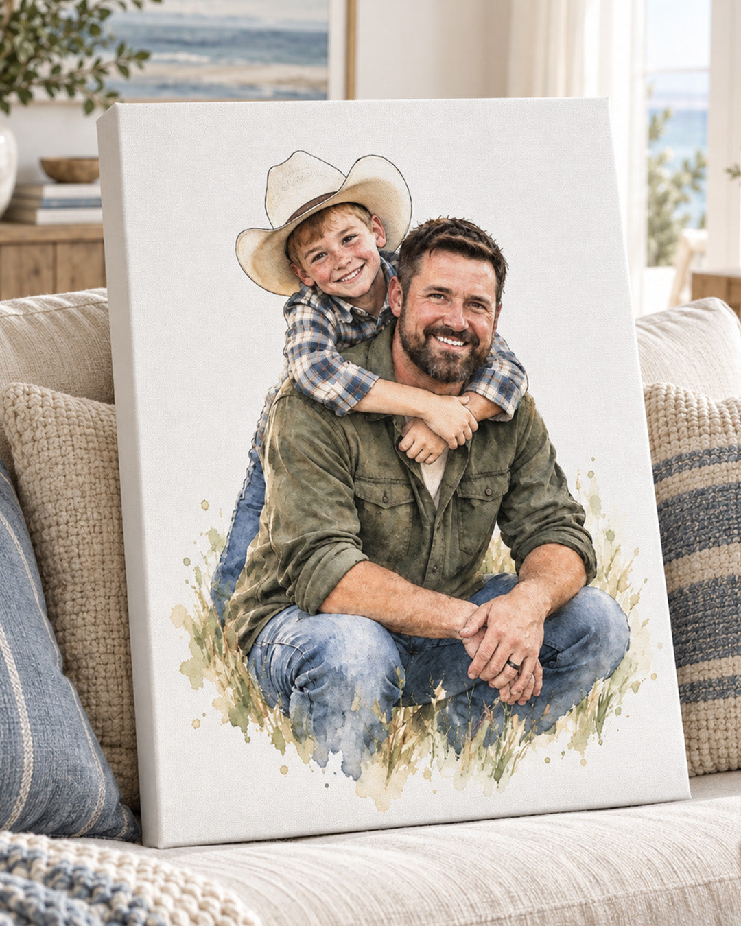 Delicate Watercolor Portrait from Photo – Personalized Canvas Painting, Custom Couple Wedding, Engagement & Anniversary Gift example 6