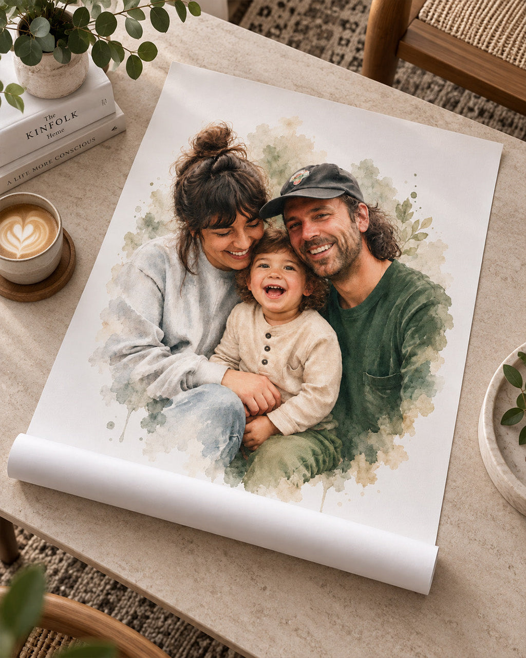 Soft Watercolor Couple Portrait from Photo, Custom Wedding Anniversary Christmas Gift for Wife Husband Parents, Engagement Gift for Friend, Unique Poster Wall Art example 7