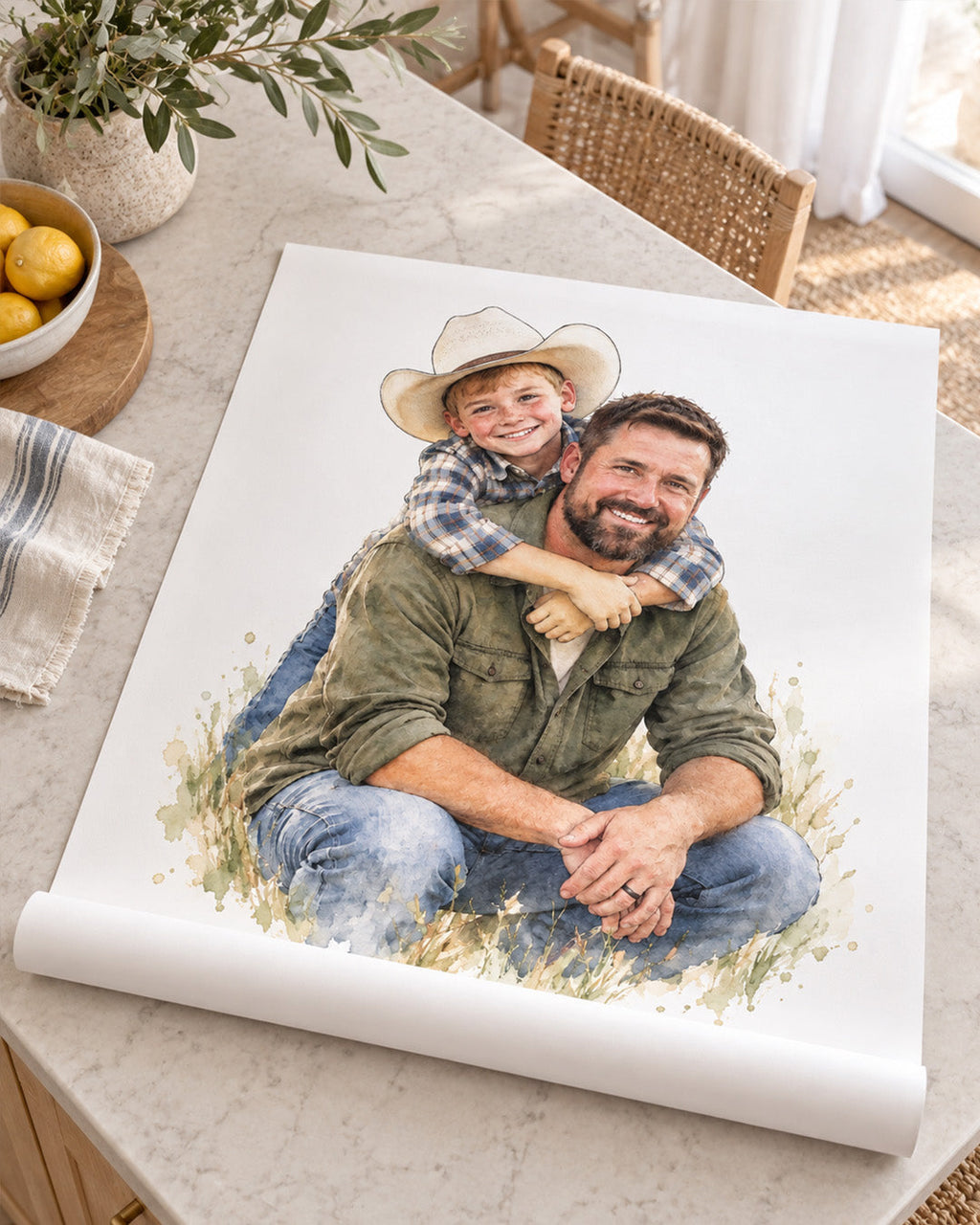 Delicate Watercolor Portrait from Photo – Personalized Canvas Painting, Custom Couple Wedding, Engagement & Anniversary Gift example 7