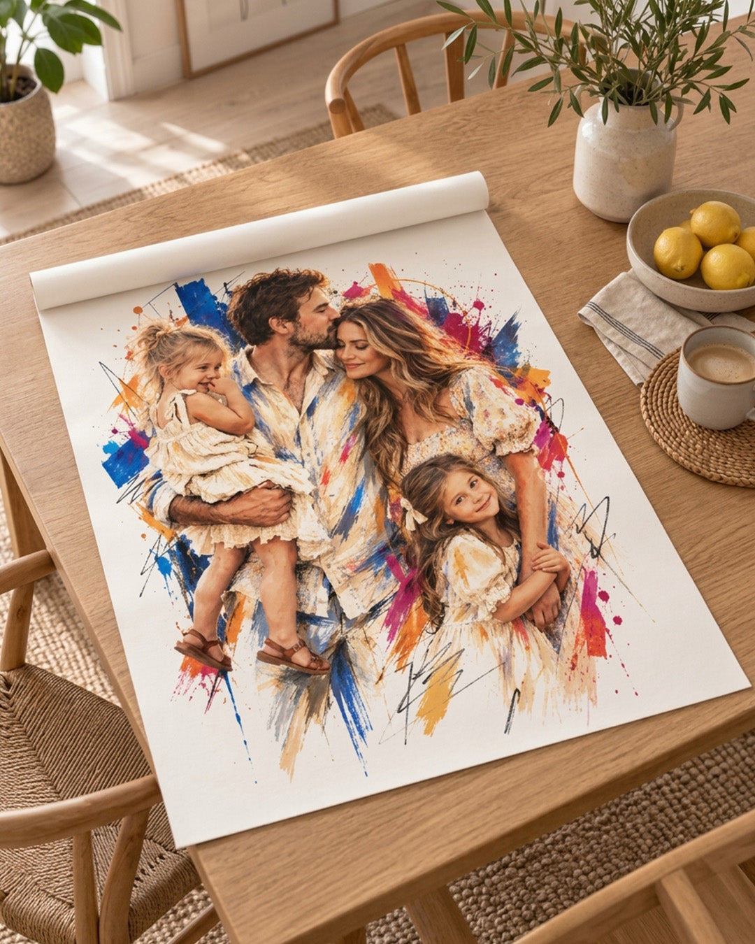 Custom Splash Watercolor Portrait From Photo: Anniversary, Wedding, Engagement,Family Gift example 7