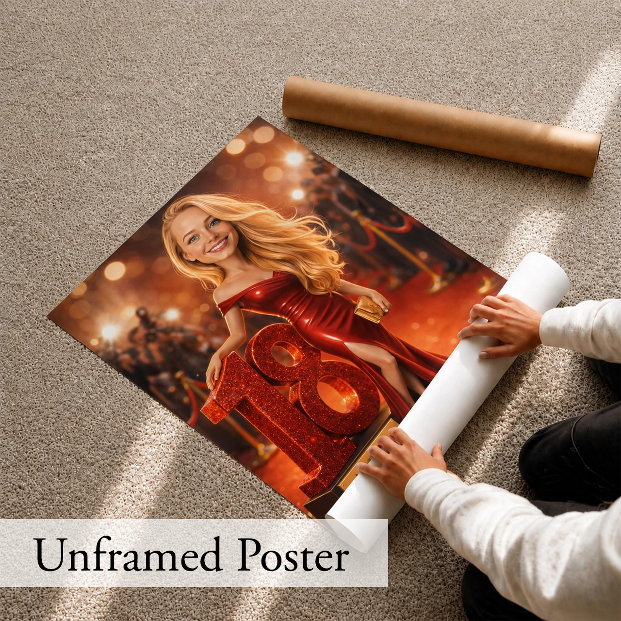 High-quality personalized 18th birthday portrait from photo – Hollywood red carpet artwork for young women.