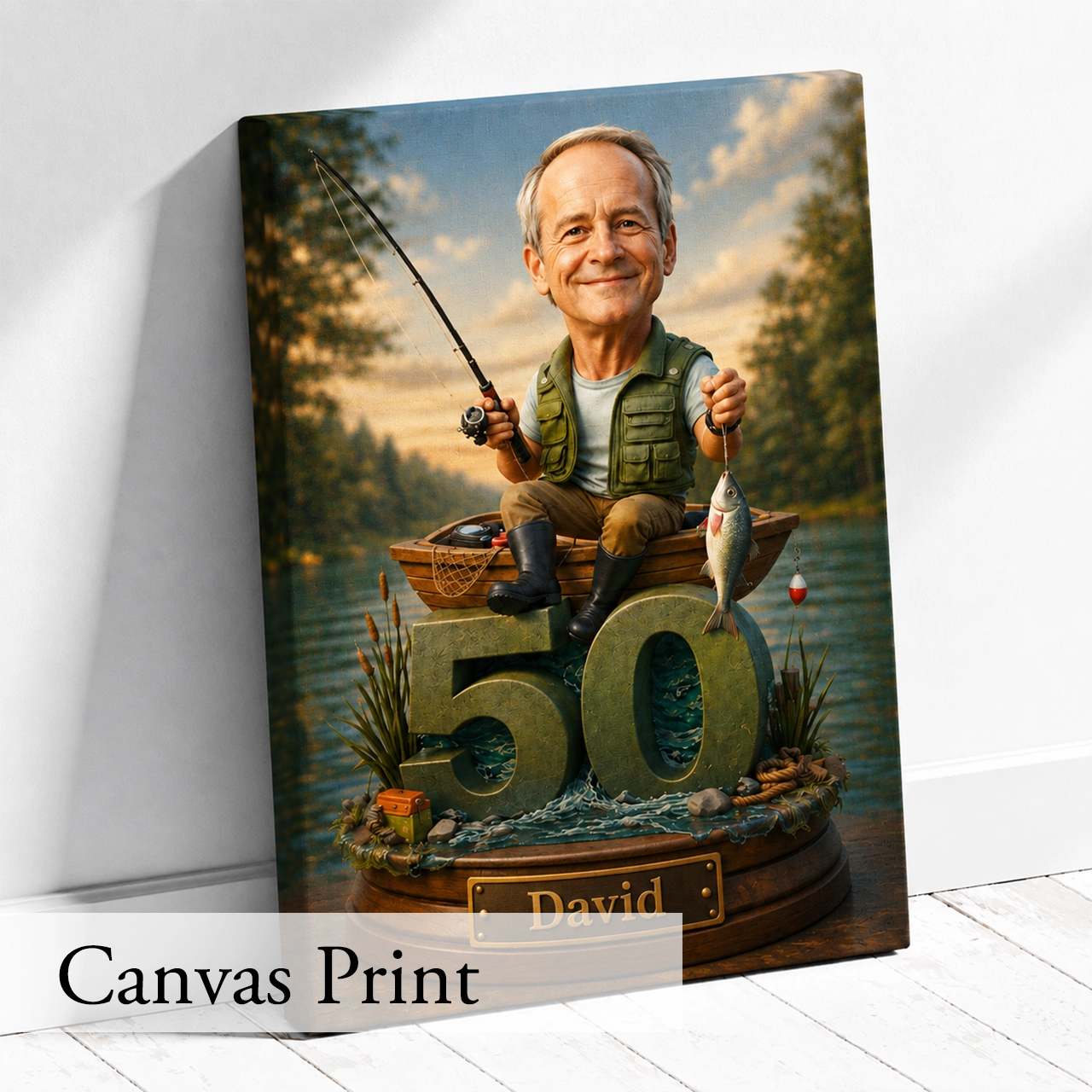 Custom angler wall art from picture – one-of-a-kind keepsake for fishermen and fishing fans.