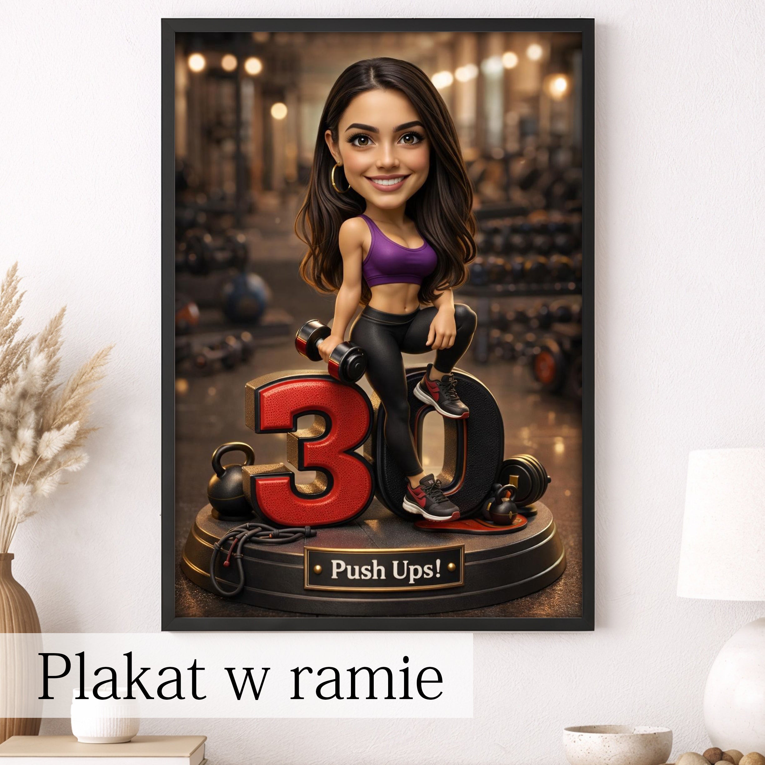 Active Woman. Portrait from a photo for a friend’s 30th anniversary. Print on glass