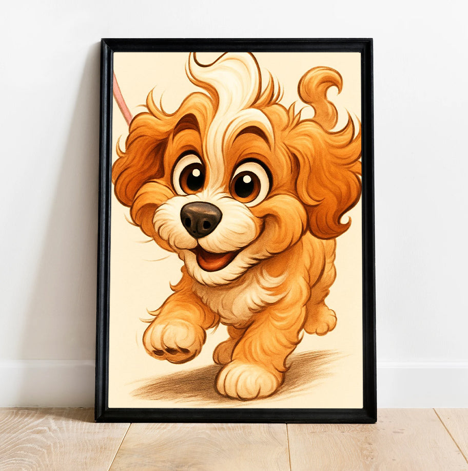 Personalized pet portrait featuring a happy golden retriever on canvas