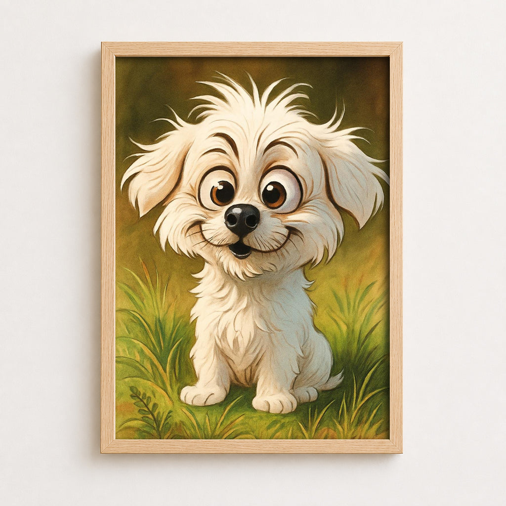 Custom dog canvas print displayed in a cozy living room