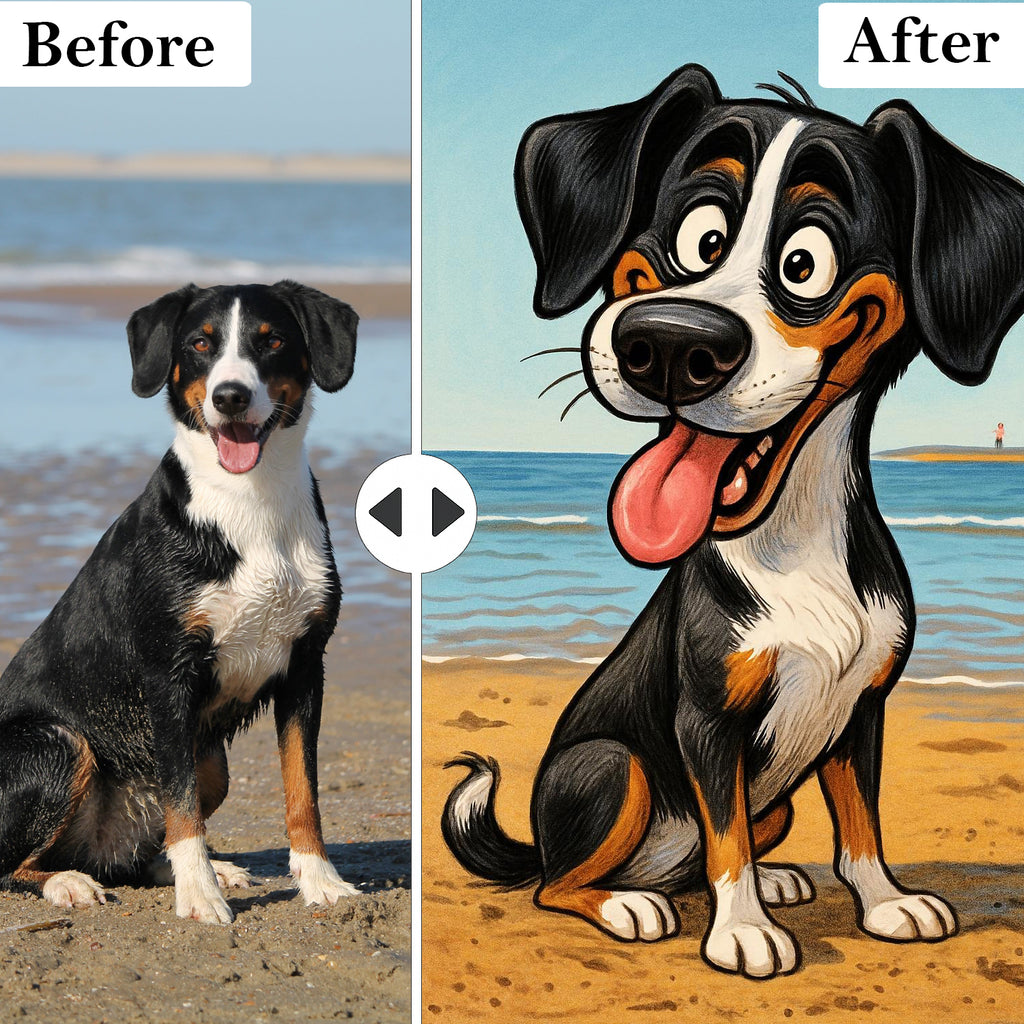 Custom dog portrait from photo in modern black frame for dog lovers