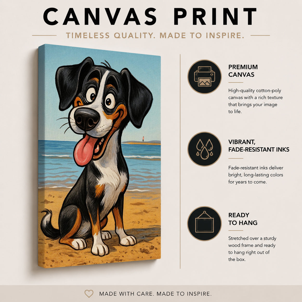 Personalized dog artwork from photo ready to hang on the wall