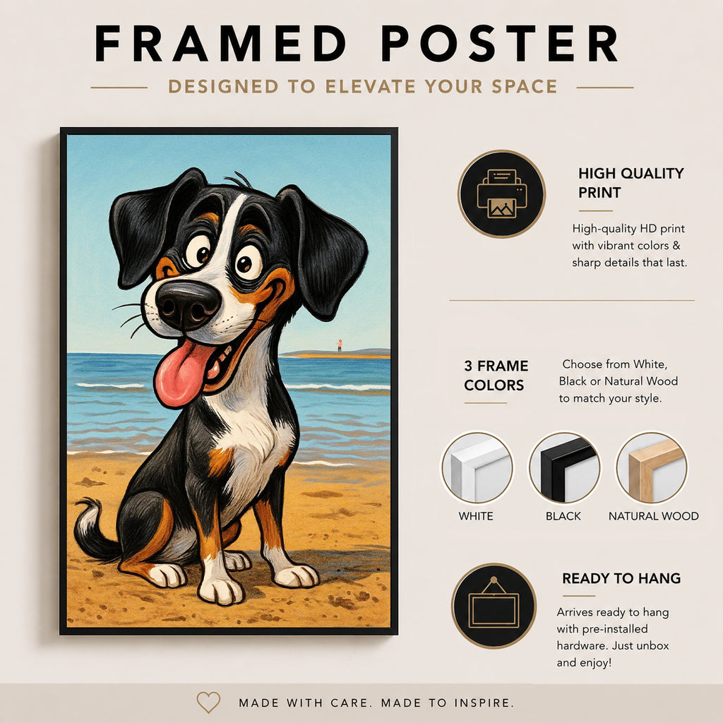 Framed custom dog portrait created from a customer's favorite photo