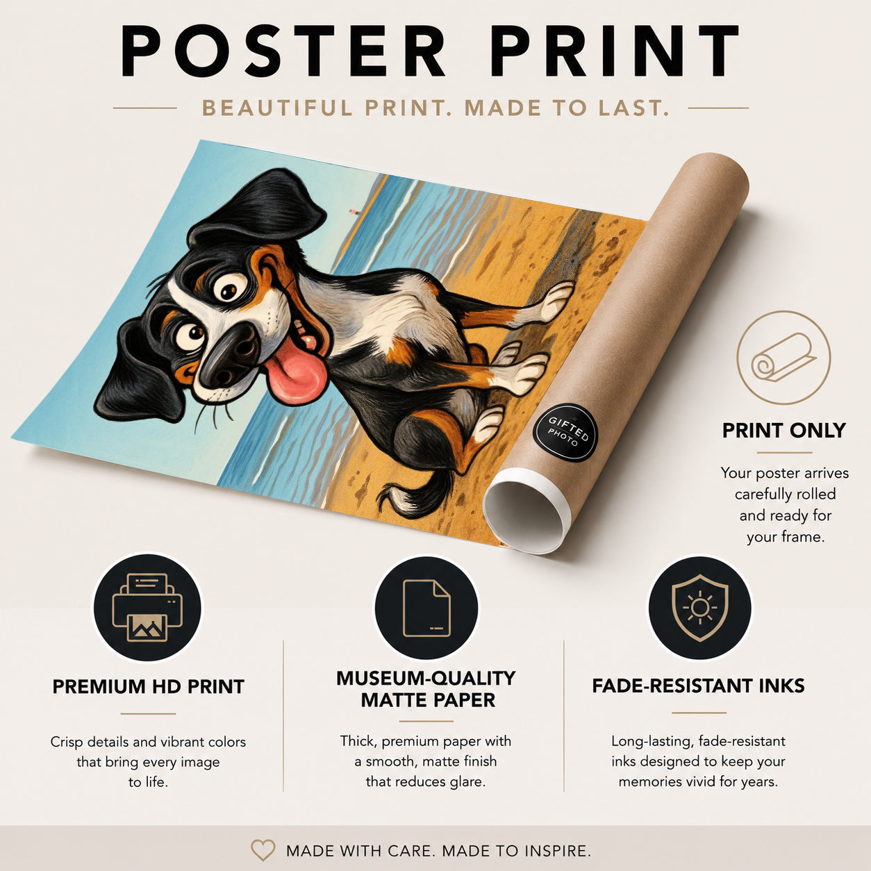 Personalized dog wall art created from a high-quality pet photo