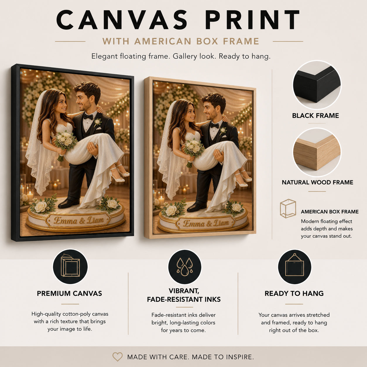 Funny wedding caricature from photo for newlyweds