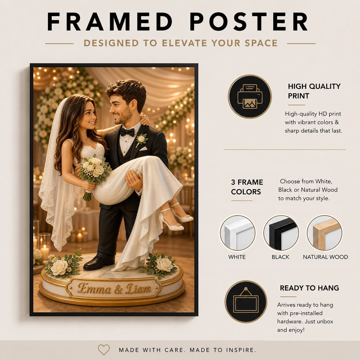 Personalized anniversary gift featuring a wedding caricature