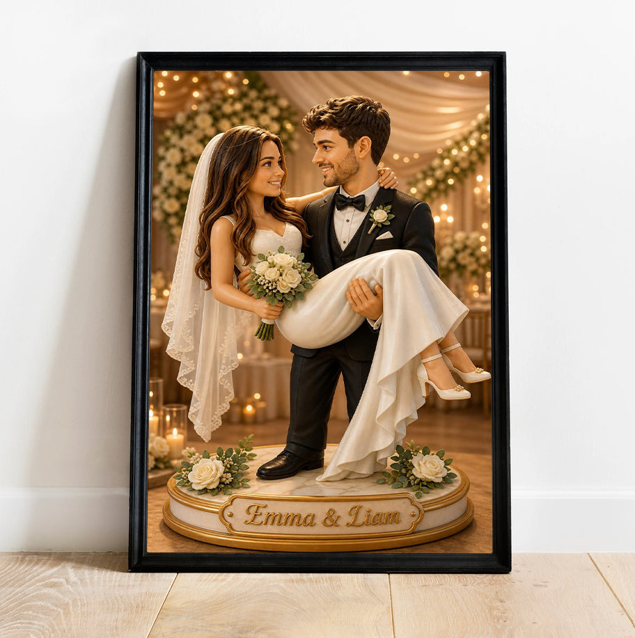 Personalized wedding caricature gift for the bride and groom