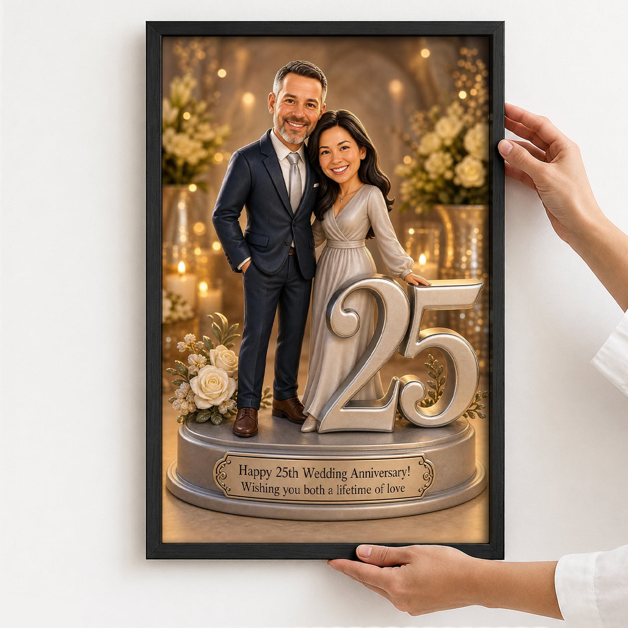Custom 25th Wedding Anniversary Portrait from Photo – Personalized Canvas Print