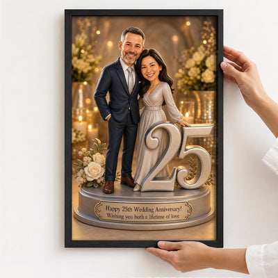 Custom 25th Wedding Anniversary Portrait from Photo – Personalized Canvas Print