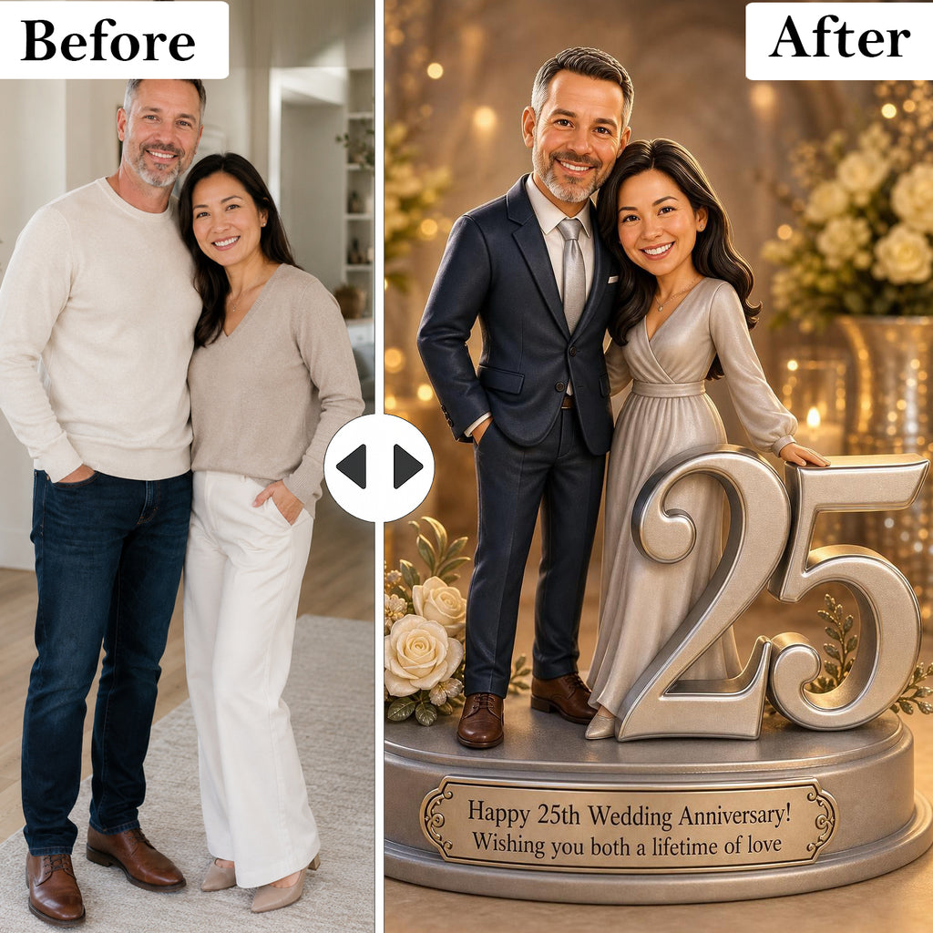Custom 25th Wedding Anniversary Portrait from Photo – Personalized Canvas Print