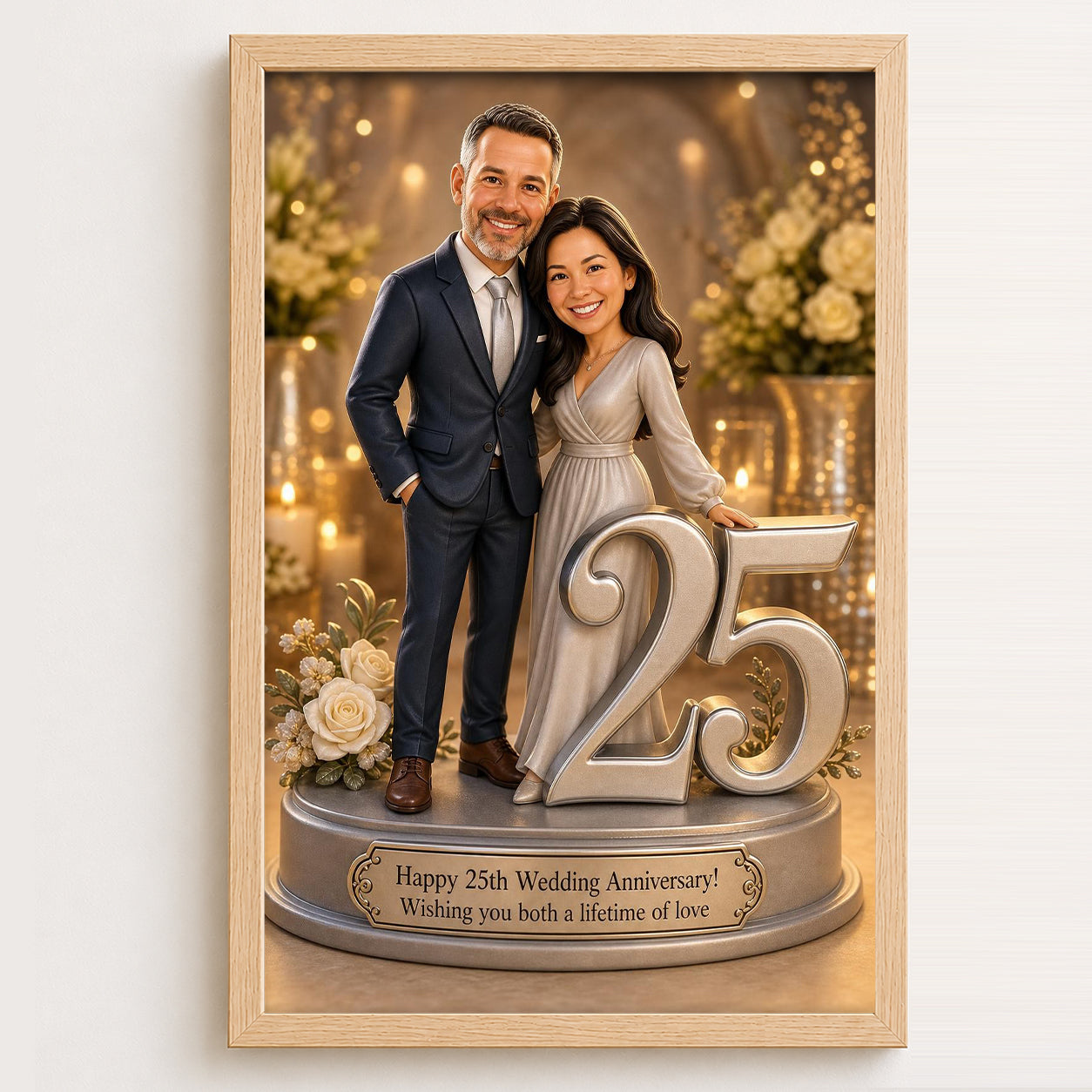Custom 25th Wedding Anniversary Portrait from Photo – Personalized Canvas Print