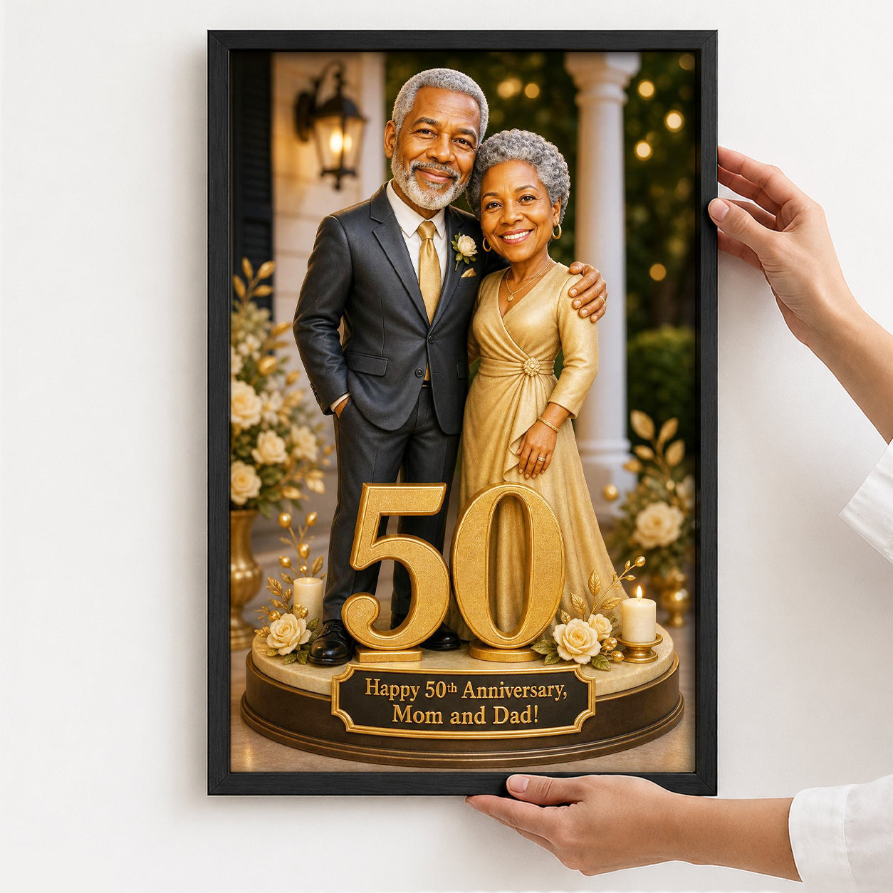 Custom 50th wedding anniversary portrait from photo on premium canvas
