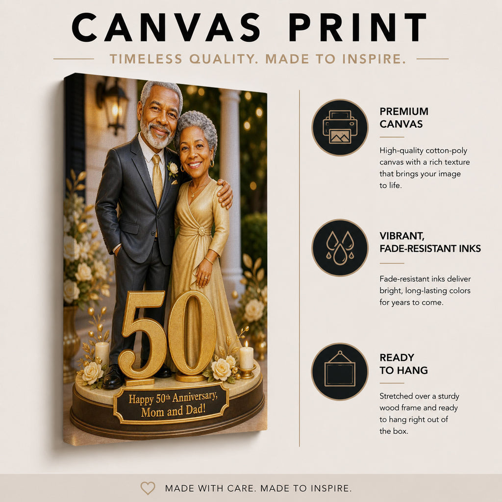 Custom Golden Anniversary portrait created from a favorite wedding photo
