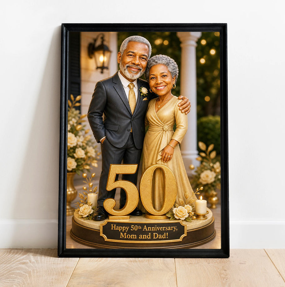 Personalized wedding anniversary gift for parents celebrating 50 years