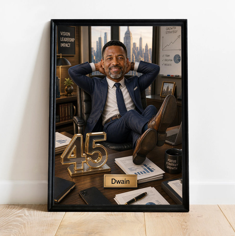 Custom executive portrait from photo for a promotion gift
