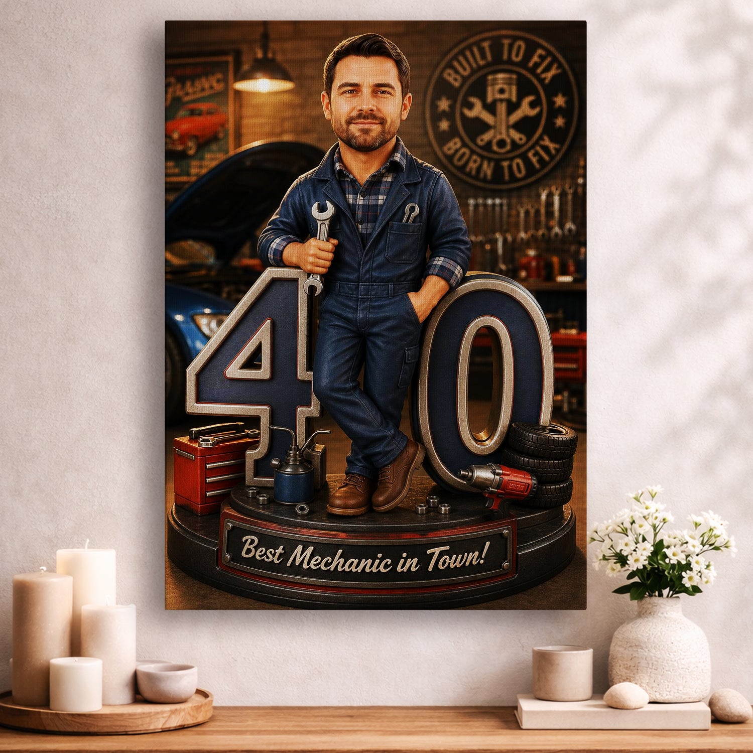 Personalized Auto Technician Gift printed on premium canvas