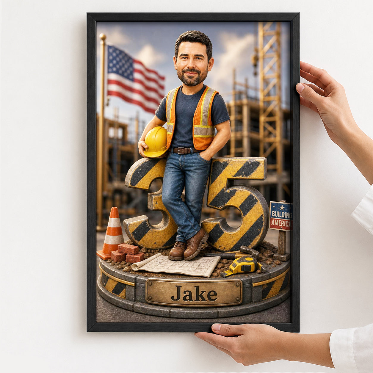 Custom Construction Worker Caricature from Photo – Personalized Photo Gift