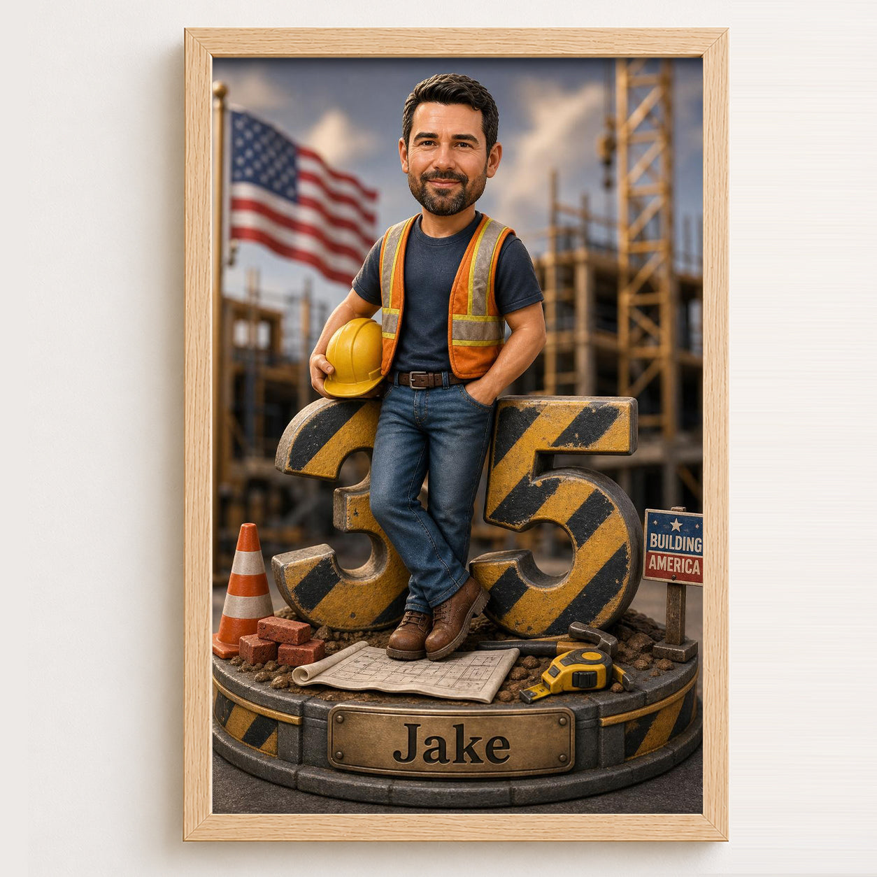 Custom Construction Worker Caricature from Photo – Personalized Photo Gift