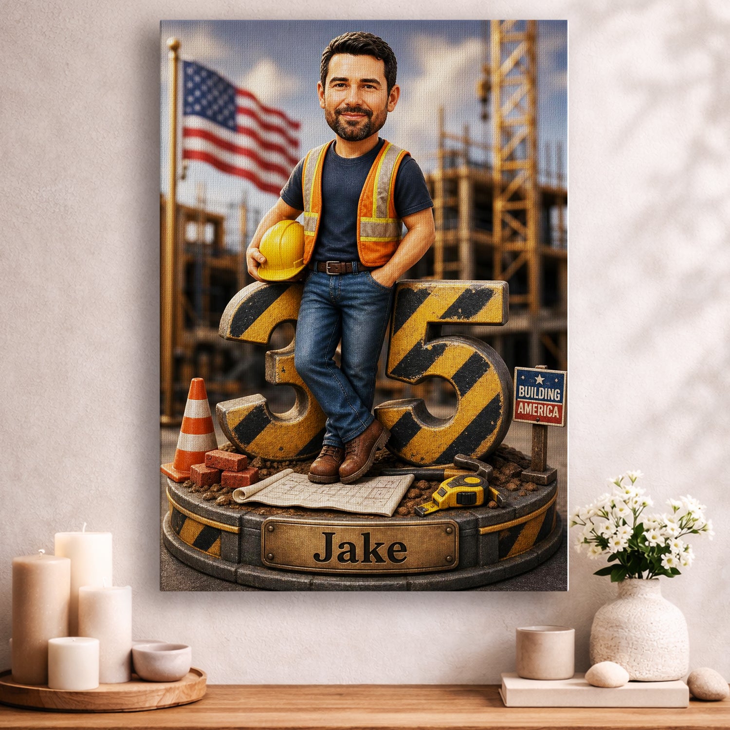 Custom Construction Worker Caricature from Photo – Personalized Photo Gift