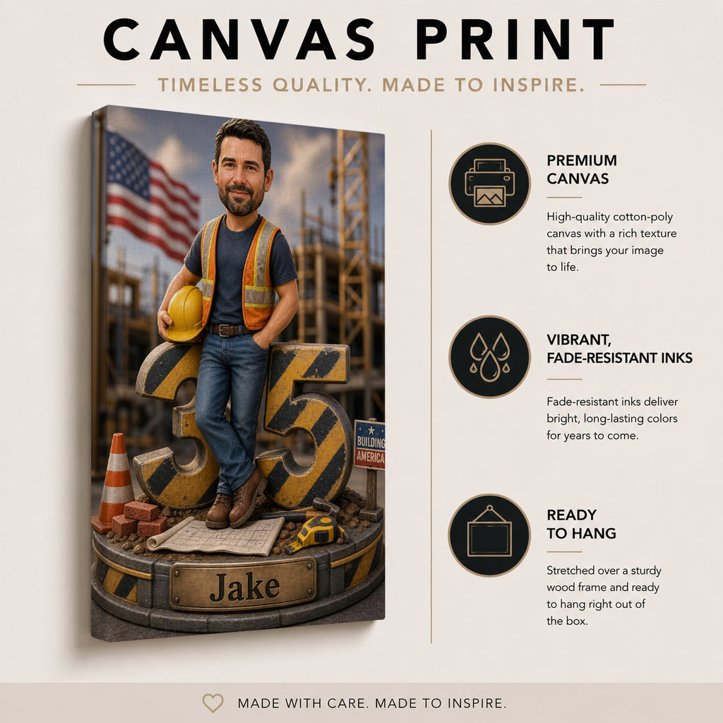 Custom Construction Worker Caricature from Photo – Personalized Photo Gift