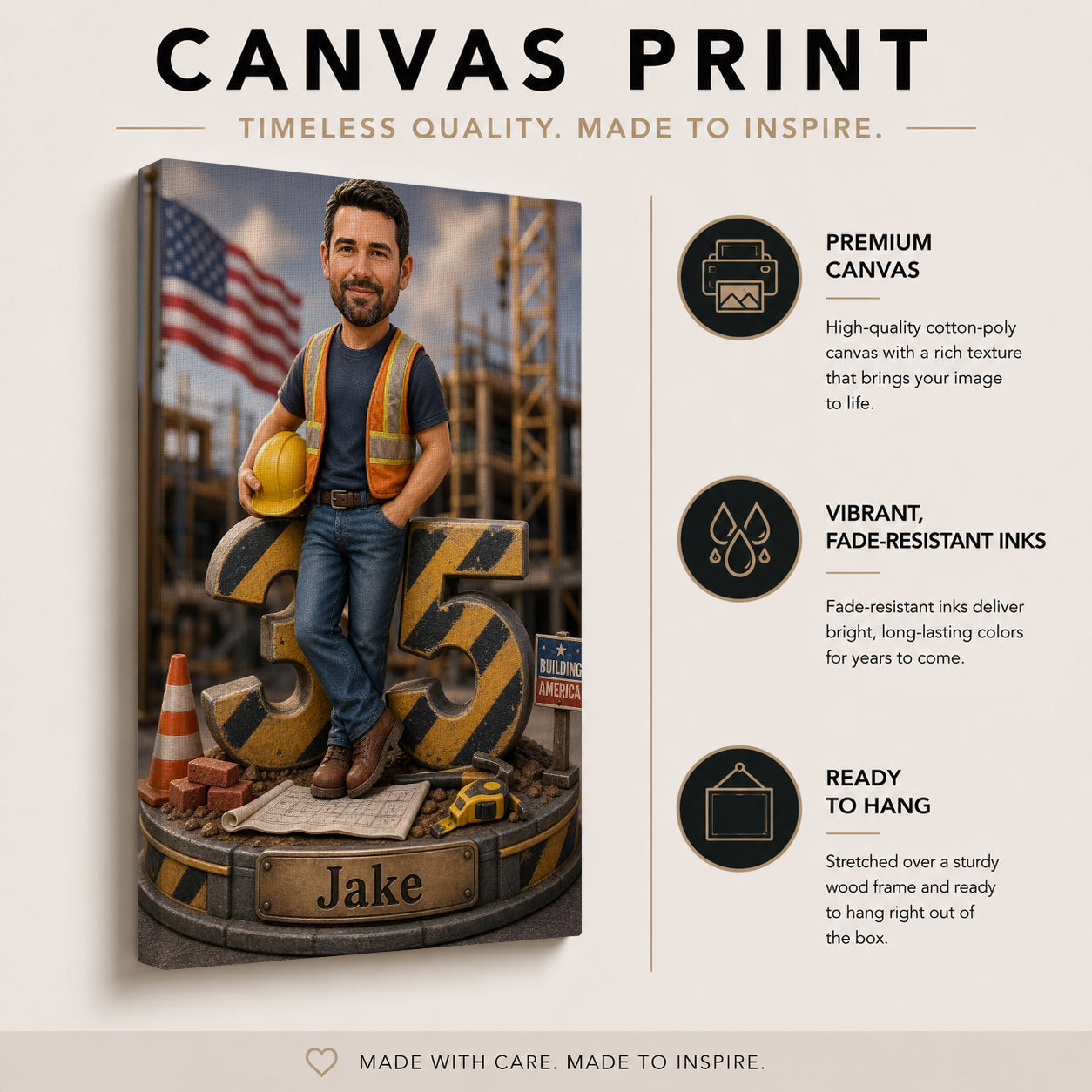 Custom Construction Worker Caricature from Photo – Personalized Photo Gift