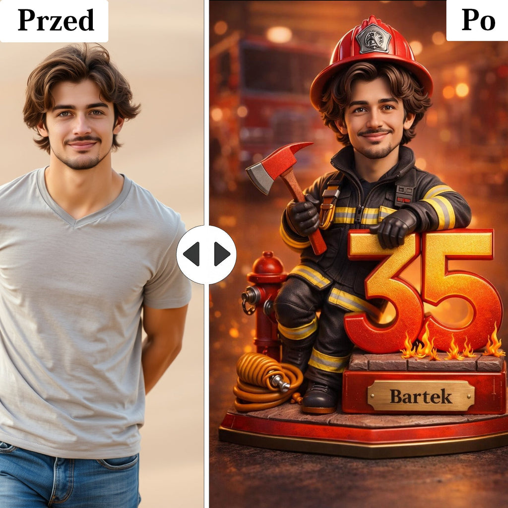 Firefighter Caricature from Photo - Birthday Gift for Husband - preview 2