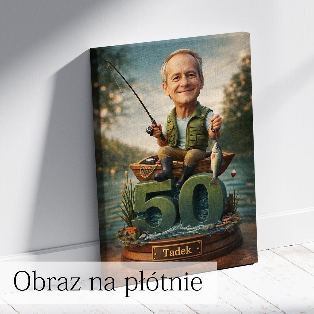 śmieszny prezent dla wędkarza – karykatura wędkarz ilustracja ze zdjęcia