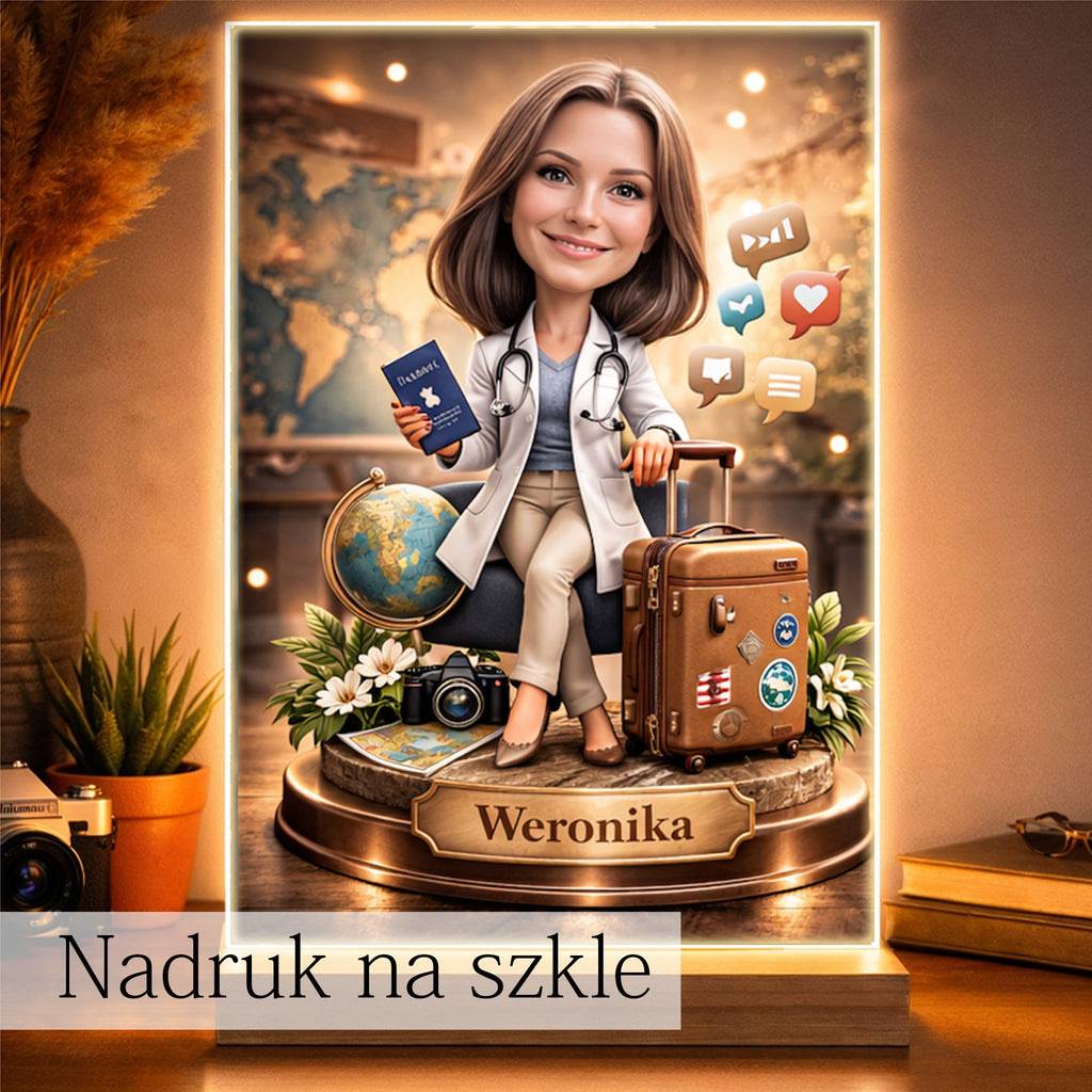 Traveler Caricature from Photo - Personalized Gift for Her
