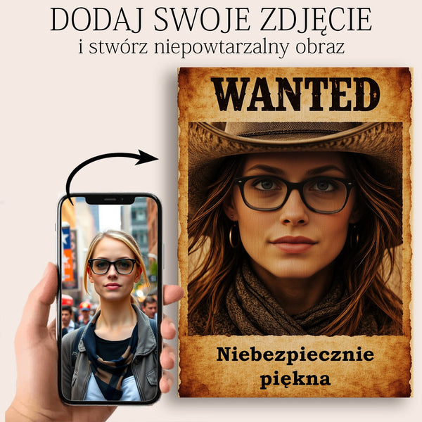 Picture from a Photo. Gift for Her in Western Style - WANTED - Wanted