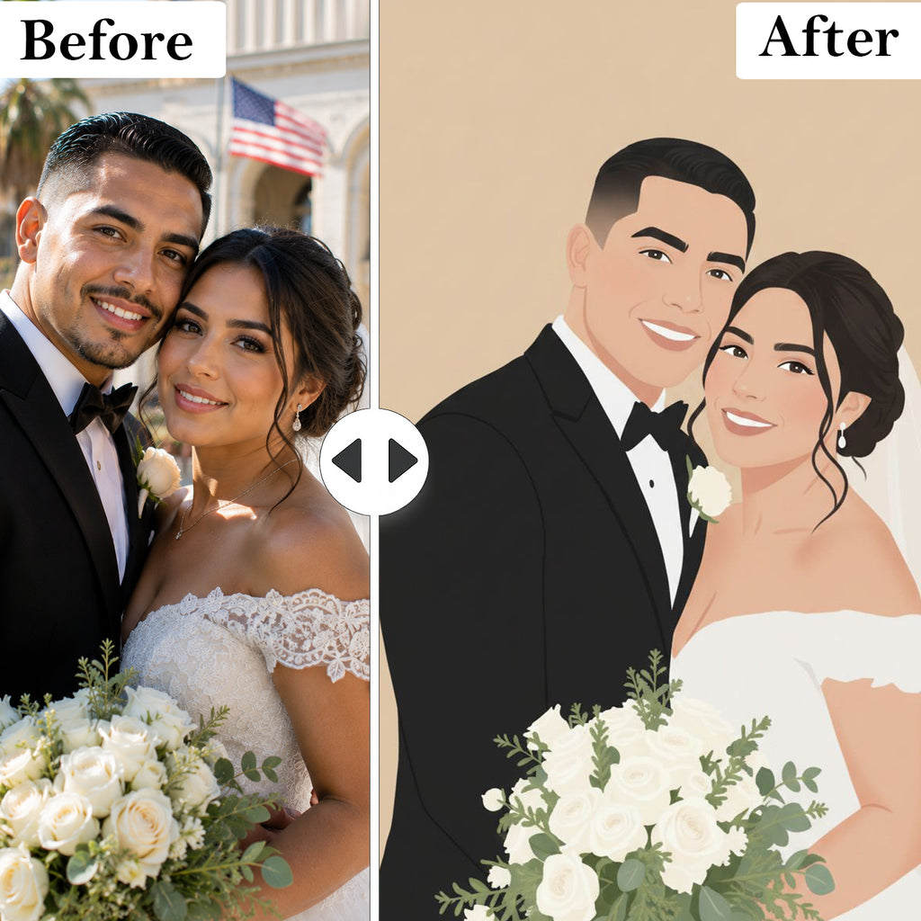Custom line art style portrait created from a favorite photo