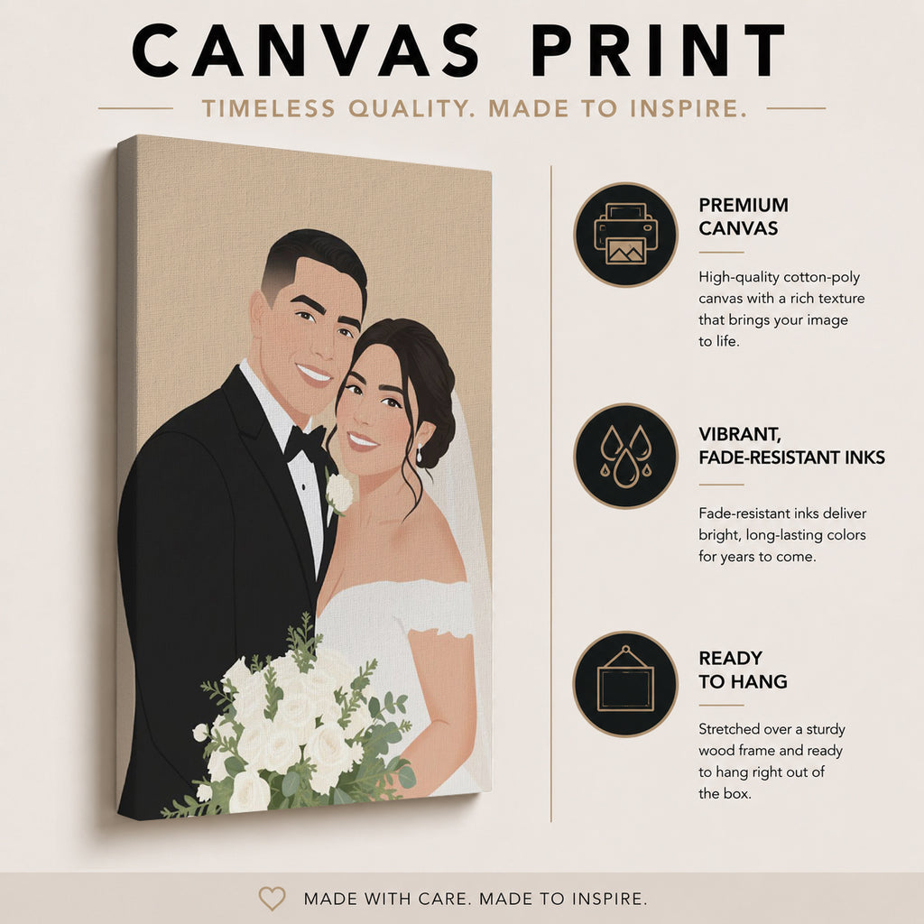 Personalized minimalist canvas print for a wedding gift