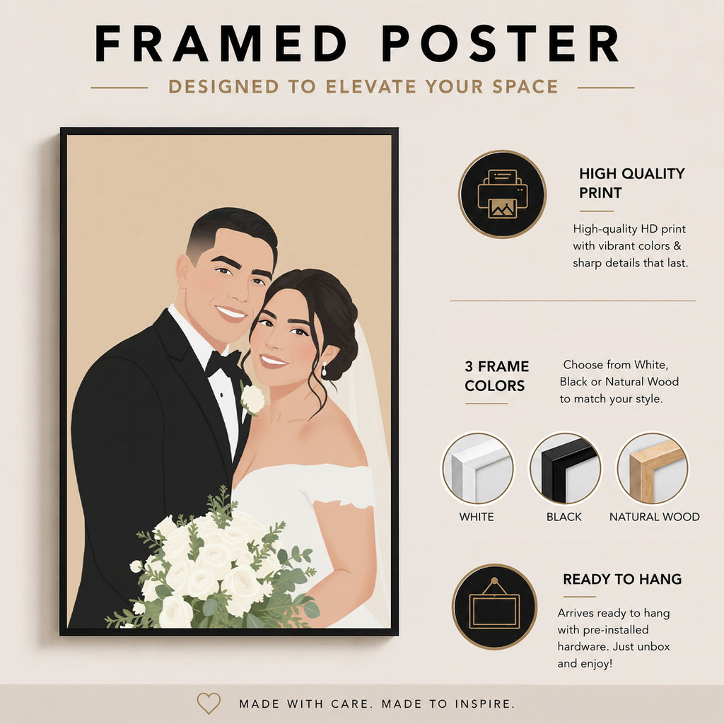 Custom minimalist portrait with names and special date