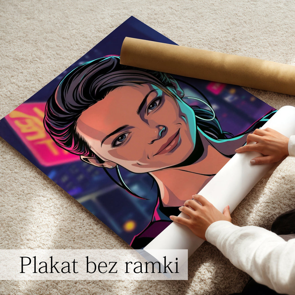 portret dziewczyny ze zdjęcia w stylu neonowym modny prezent