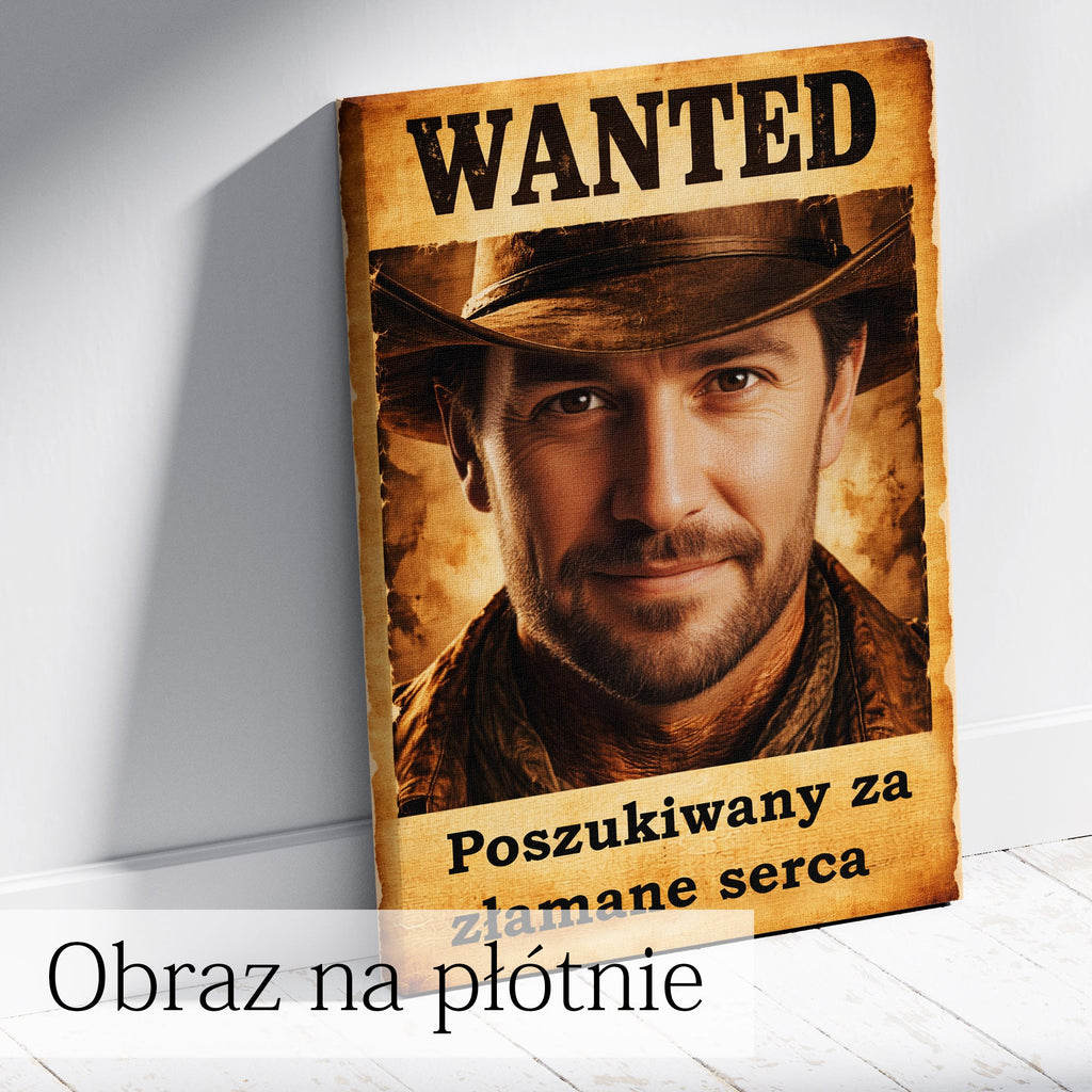plakat wanted ze zdjęcia styl western oryginalny prezent dla niego