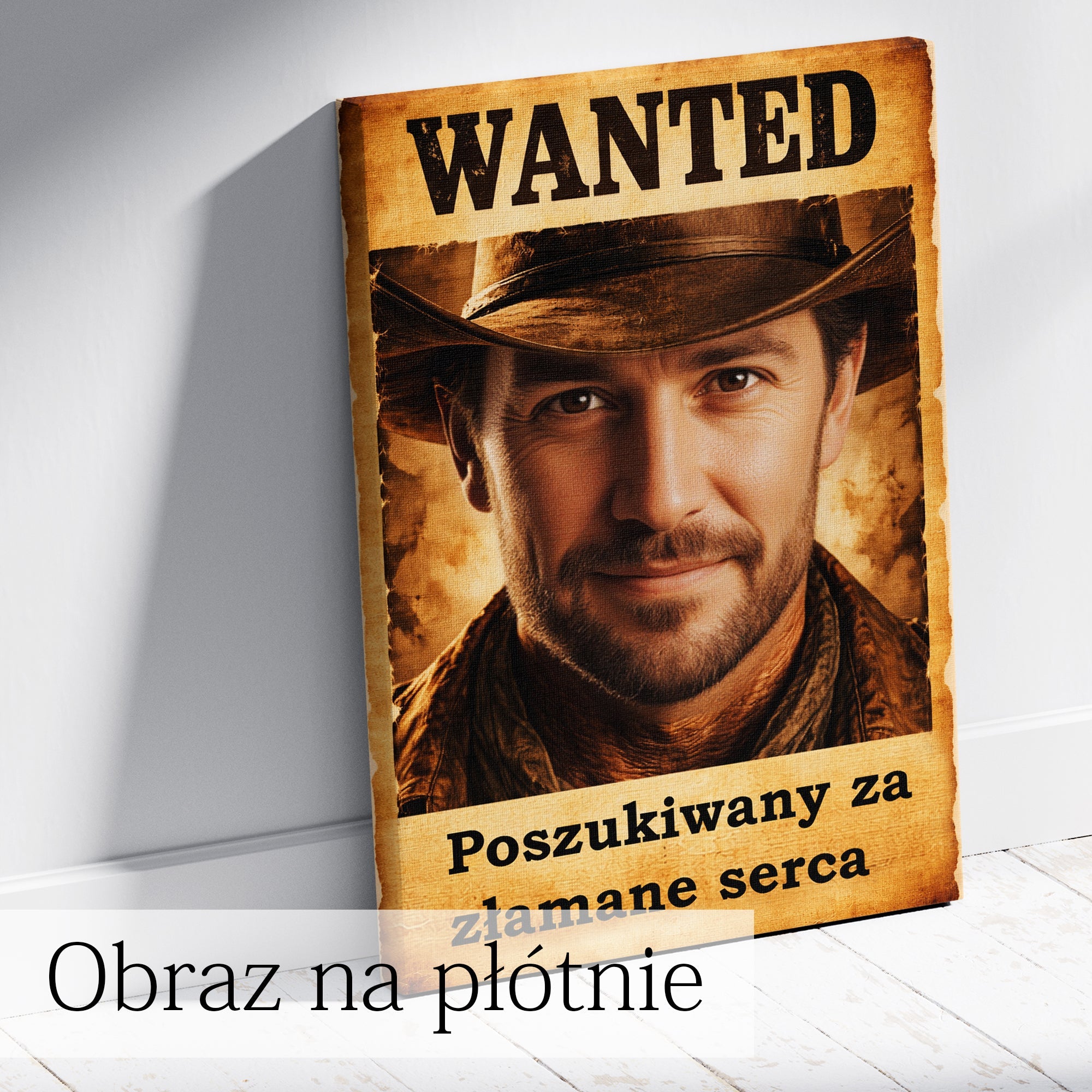 plakat wanted ze zdjęcia styl western oryginalny prezent dla niego
