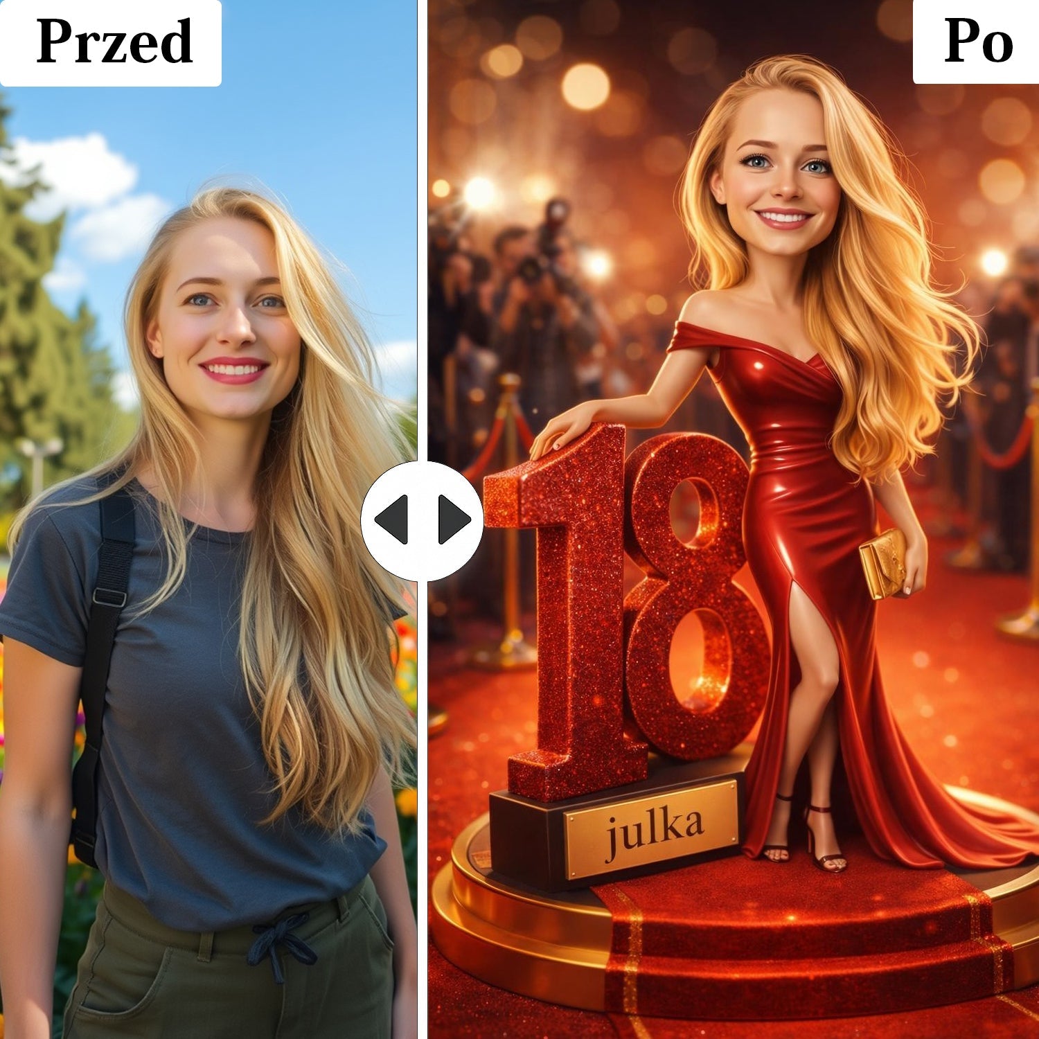 personalizowany portret glamour dla dziewczyny na 18 urodziny